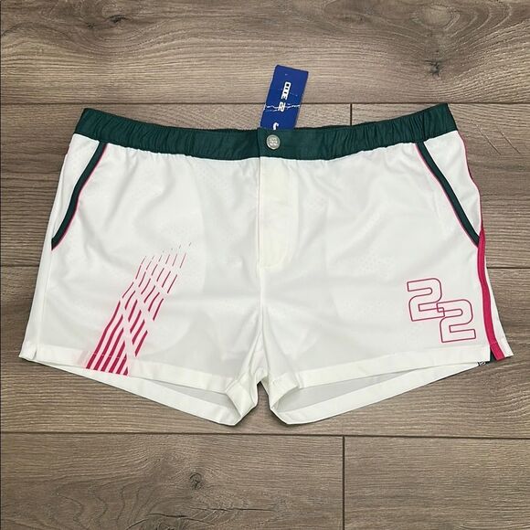 CODE 22 Racer Trunk White Stripe Lined Swim‎ Shorts Size XL - Picture 1 of 15